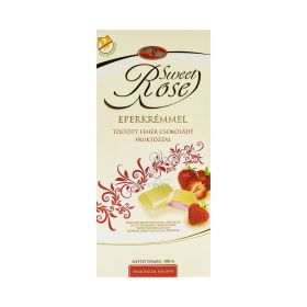 Ciocolată dietetică albă Sweet Rose cu cremă de căpșuni - 100gr