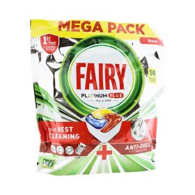 Detergent de vase capsule Fairy Platinum Plus Lemon - 58buc