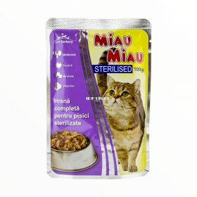Hrană completă pentru pisici sterilizate Miau Miau - 100gr