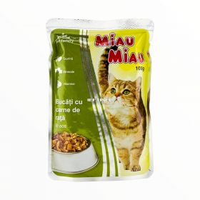 Hrană umedă pt pisici Miau Miau Bucăți cu carne de rață în sos 100gr