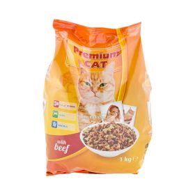 Hrană uscată cu vită pentru pisici Premium Cat - 1kg