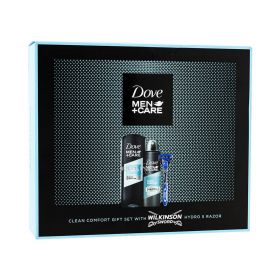Set cadou pt bărbați Dove Clean Comfort:Gel de duș+Deodorant+Wilkinson