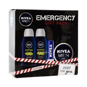 Set cadou pt bărbați Nivea Emergency: Geluri de duș Creme Lip butter